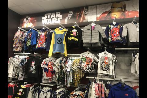 Sports Direct's partnerships with the likes of Disney and Marvel Comics are shown off in an impressive childrenswear section.